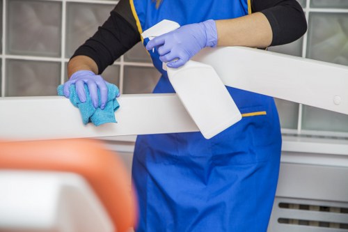 Insured cleaning professional working carefully in a home setting